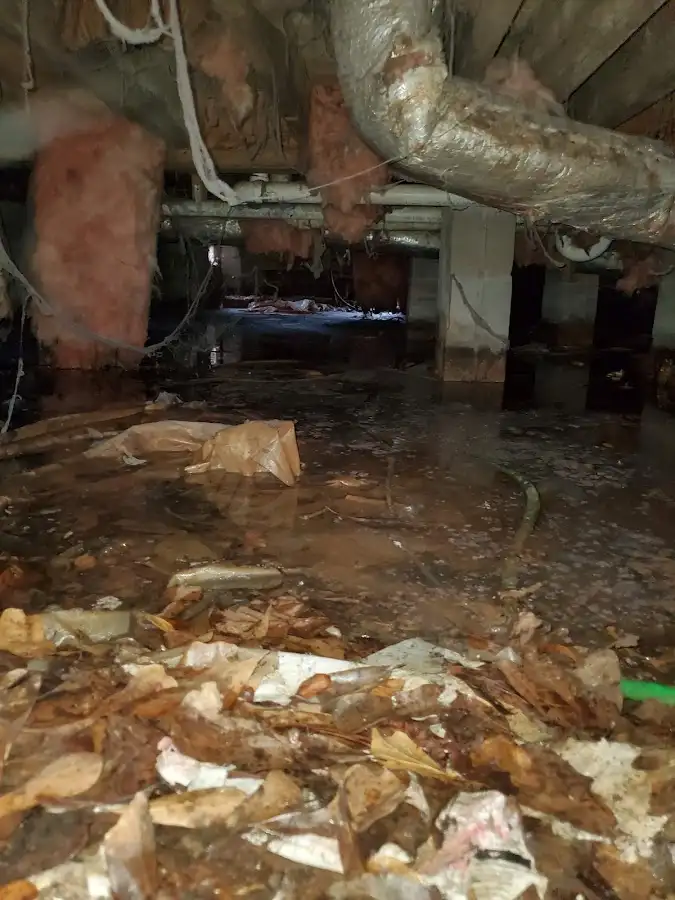 Crawl space flood assessment for Commercial Water Damage Restoration in Tiverton