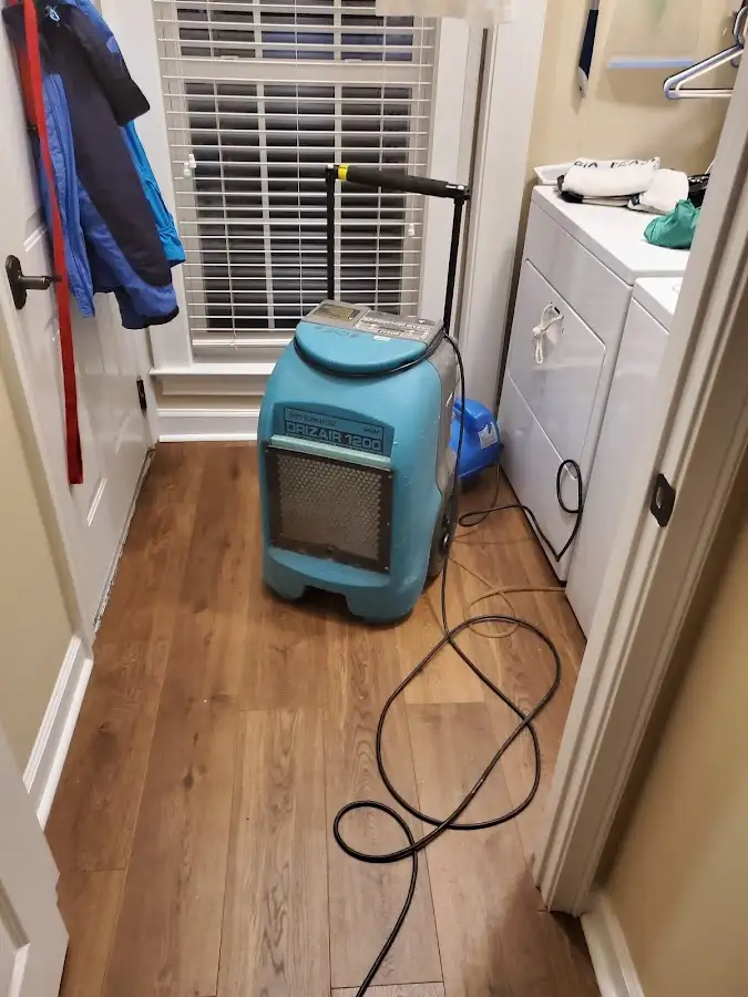 Commercial dehumidifier deployed for Flood Damage Cleanup in Tiverton